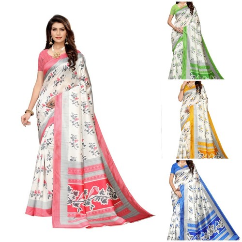 Kalamkari Flowar Print - Cotton Silk, Mysore Silk, Kalamkari Silk, Patola, Khadi Silk, Bhagalpuri, Georgette - Multi Color, Printed, Daily Wear, All Seasons