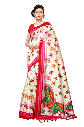 Jalar Khadi Silk Saree - 6.3 Meter Length, Multicolor Floral Print | Ideal for Daily Wear, Versatile for Summer, Winter, Rainy, and Spring Seasons