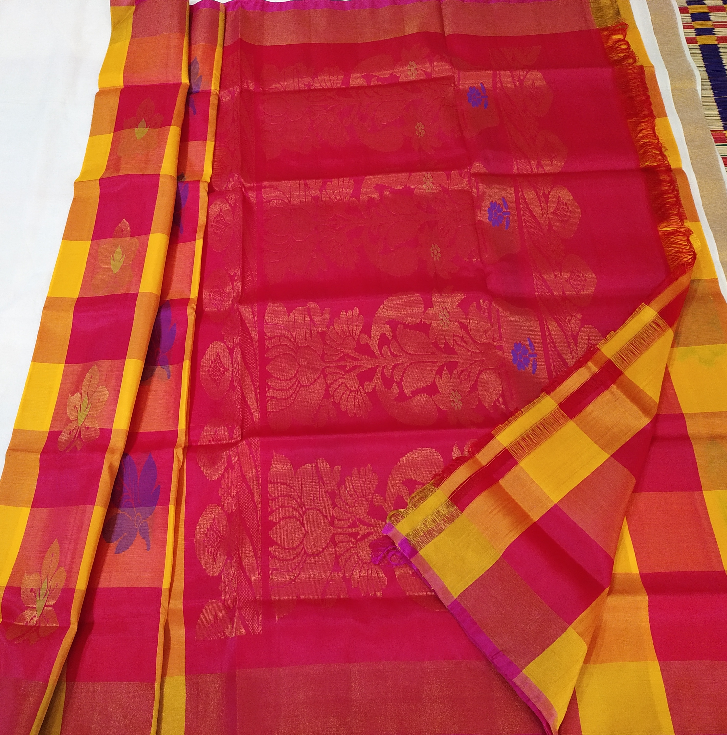 Soft Silk Checked Sarees - Multi Color, Zari Work Finish | Unique Designs For Formal Occasions In All Seasons