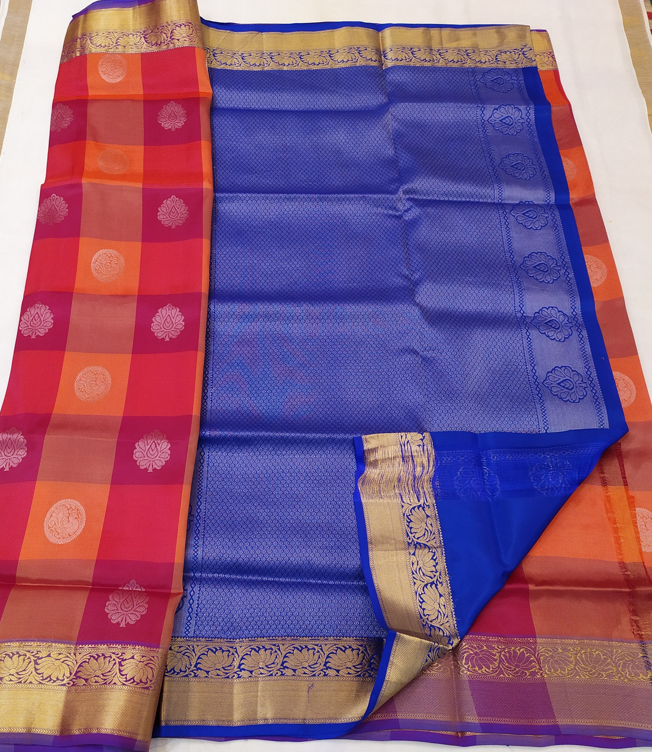 Soft Silk Checked Sarees - Multi Color, Zari Work Finish | Unique Designs For Formal Occasions In All Seasons