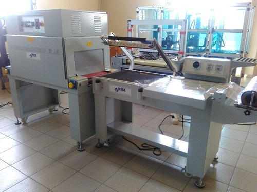L Sealer with Shrink Tunnel - POF/PVC Film, Seal Area 450mm x 550mm, Power 14.5kW | Semi-Automatic, 1-Year Warranty, Machine Weight 450kg