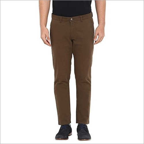 ब्राउन मेन्स कॉटन प्लेन ट्राउज़र