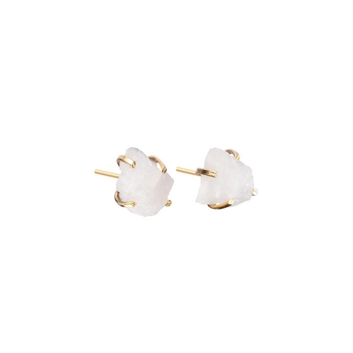 Tiny Raw Birthstone Prong Set Stud Earrings Size: 5-6mm