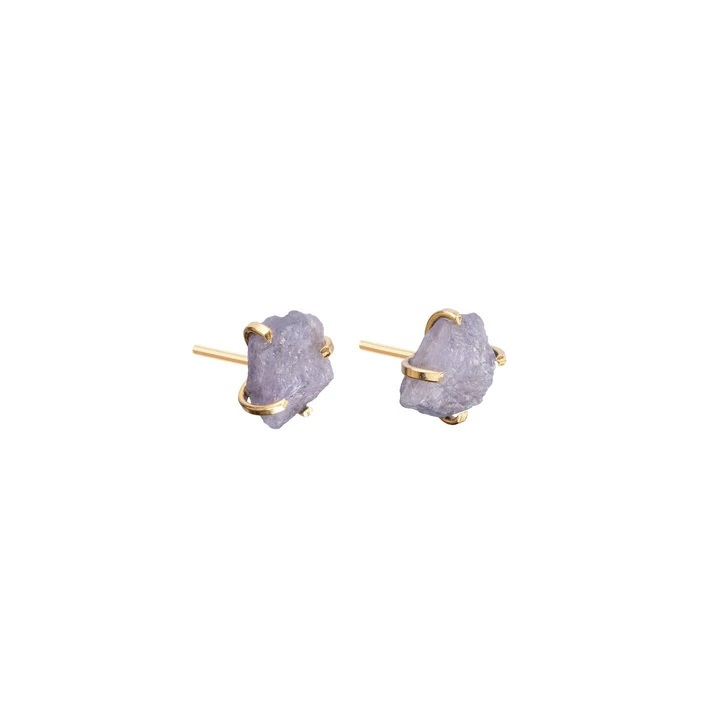 Tiny Raw Birthstone Prong Set Stud Earrings Size: 5-6mm