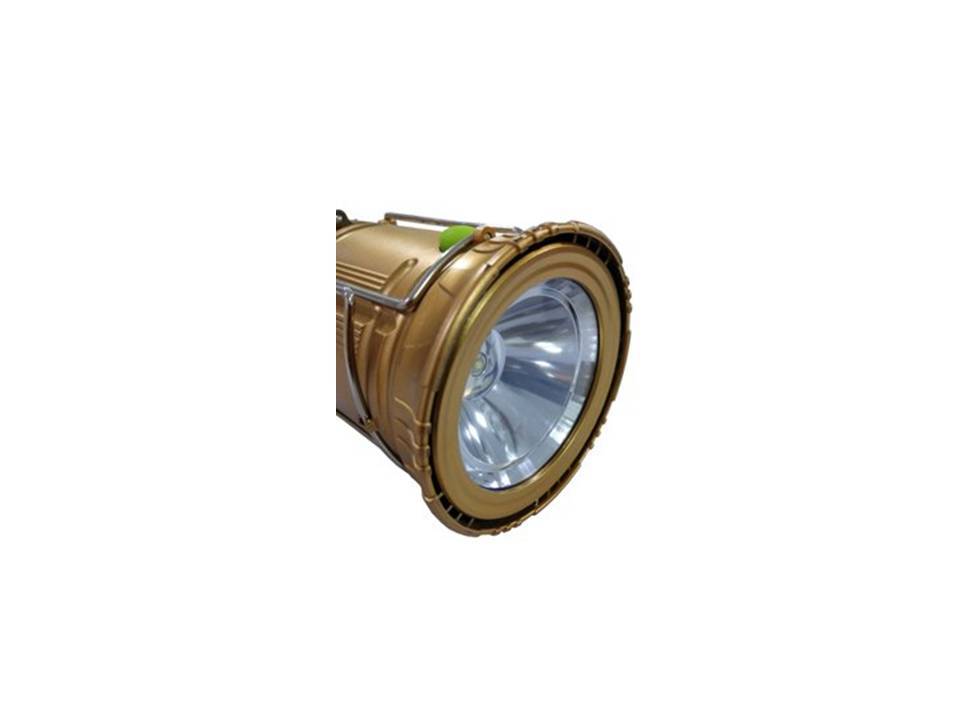 Solar Rechargeable 6 In 1 Camping Lantern - Plastic, Round Shape, Golden Brown | 1800 Mah Lithium Battery, Portable And Collapsible, Ideal For Outdoors And Emergencies