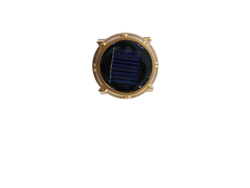 Solar Rechargeable 6 In 1 Camping Lantern - Plastic, Round Shape, Golden Brown | 1800 Mah Lithium Battery, Portable And Collapsible, Ideal For Outdoors And Emergencies