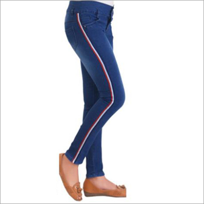 Ladies Denim Jeans - Denim Material, Skinny Fit, Dark Blue Color | Striped Pattern, Quick Dry, No Fade, Washable, Easy Care