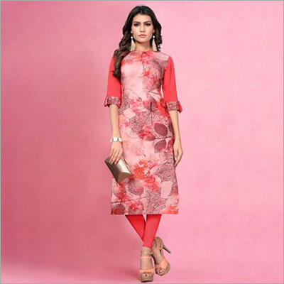Ladies Printed Kurti - Cotton Fabric, Available in S/M/L/XL Sizes, Multi-Color Patterns | 3/4 Sleeve Style, Quick Dry, Washable, No Fade