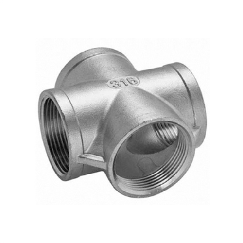 Threaded Cross Fitting - Stainless Steel, AISI Standard | Galvanized Finish, Threaded Design for Enhanced Durability