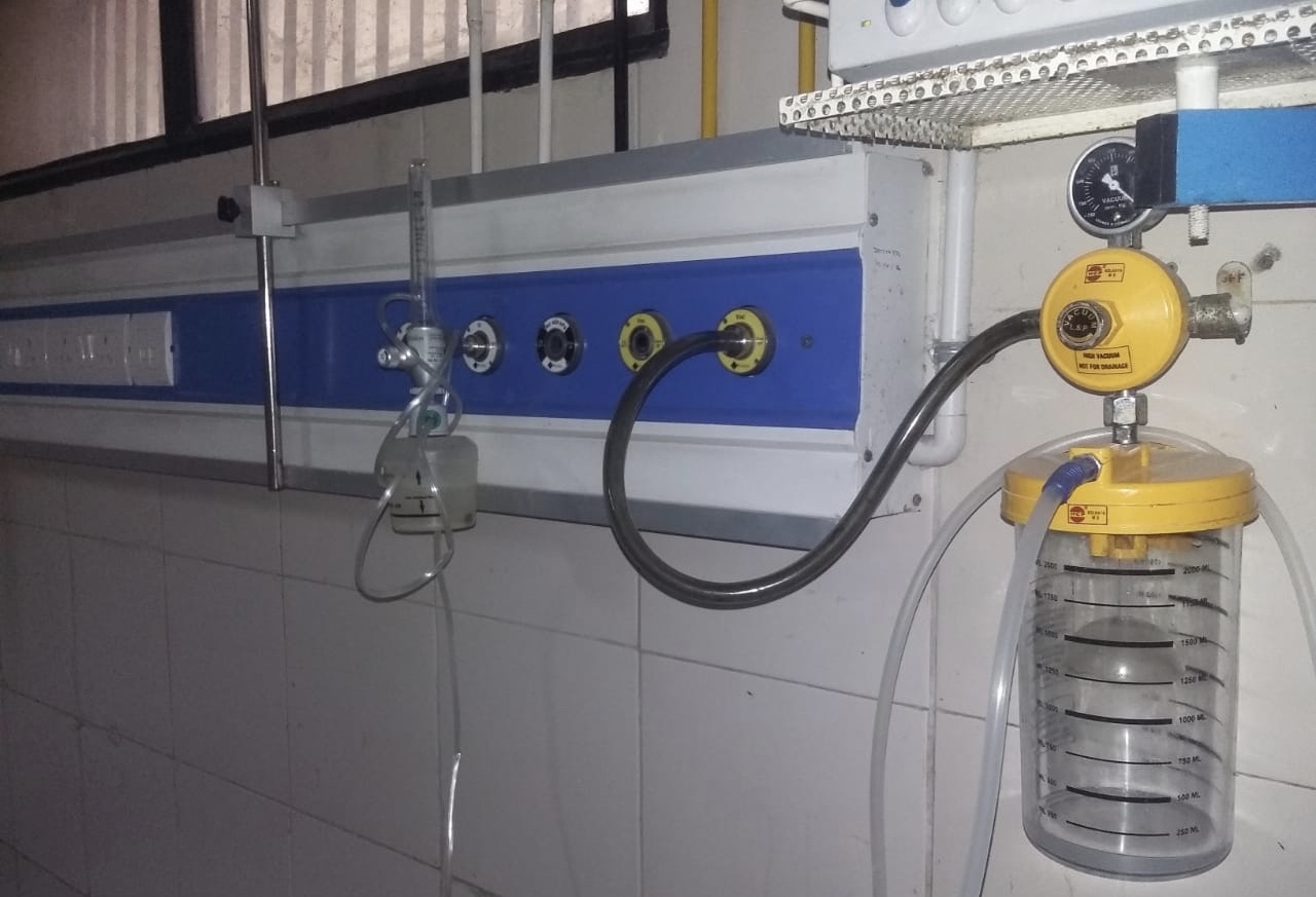 Bed Head Panel - Abs Plastic, Rectangular Shape, Blue And White Color | 4 Switches, 4 Sockets, 2 Outlets For Hospital Ward Use