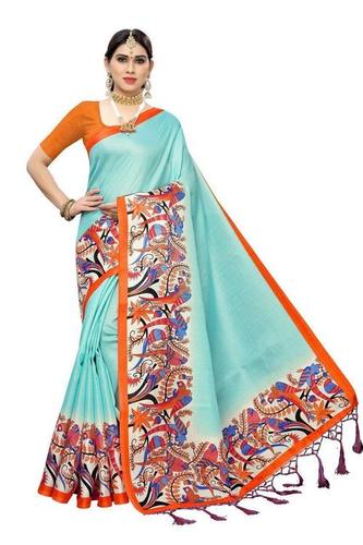 बहुरंगी नवीनतम खादी सिल्क साड़ी