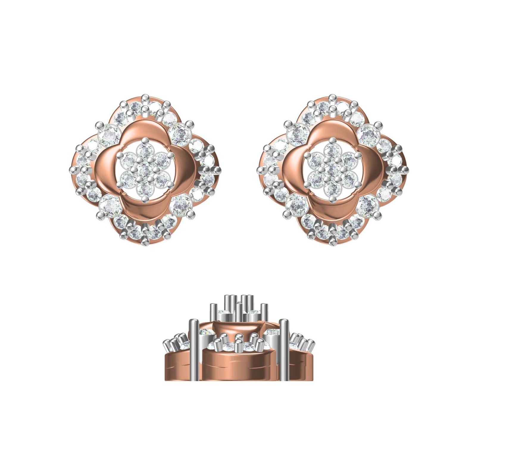 Lab Grown Diamond Rose Gold Earrings - 0.788ct Vs1 Round Brilliant Cut, D Color, Excellent Polish Finish | Customizable Design, High-quality Cvd/hpht Sourced Diamonds