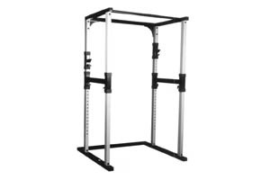 Squat Rack - Steel Material, 48" x 48" x 84" Dimensions, Matte Black Color | 600 lbs Weight Capacity, 2 Posts, Spotter Arms Safety Features, 1 Year Warranty