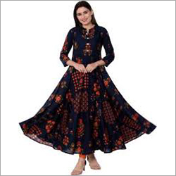 Ladies Printed Kurti - Cotton Blend, Sizes S-XXL, Printed Design, 3/4 Sleeves, Frock Style | Quick Dry, Washable, All Season Wear