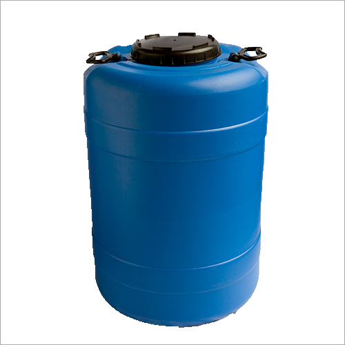 Blue Color 60 Ltr Wide Mouth Drum With Black Screw-On Lid - Material: Plastic
