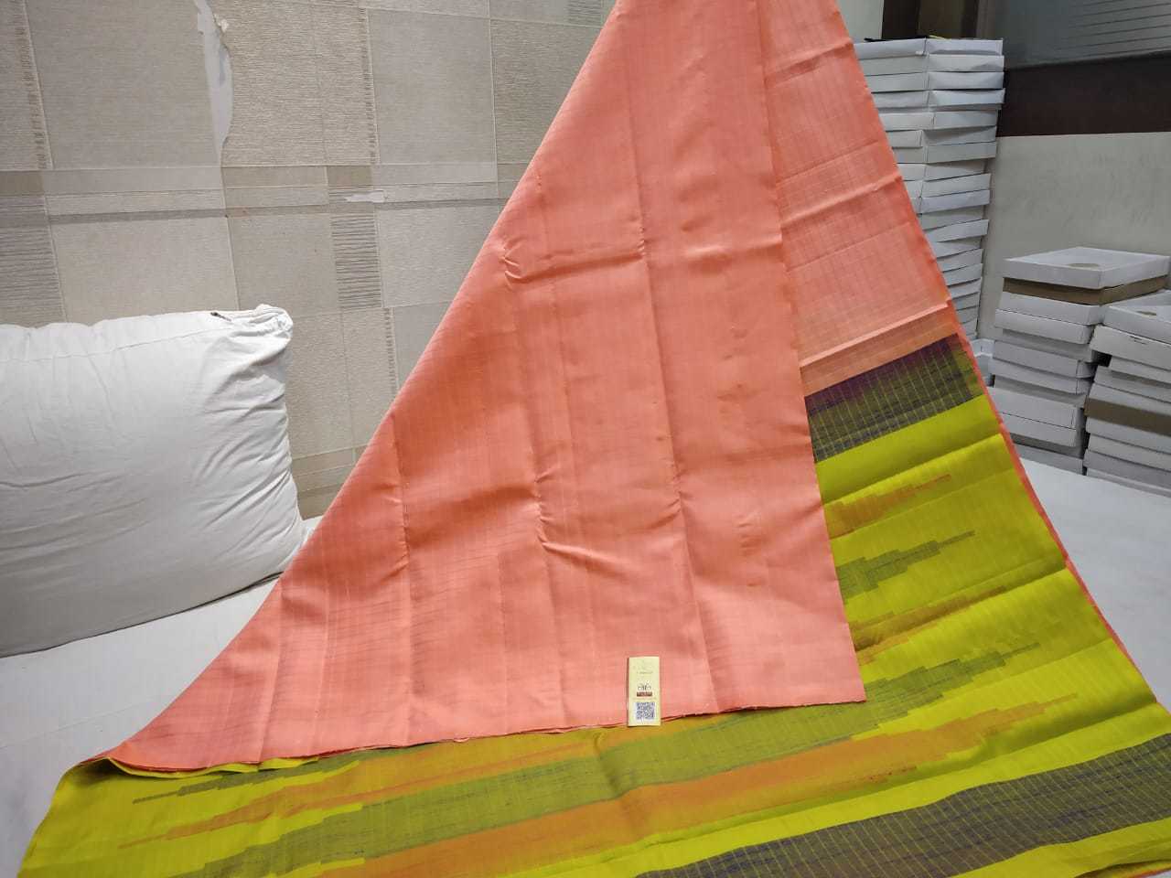 White With Blue Pure Silk Dupion Double Warp Silk