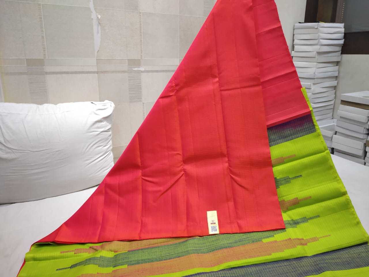 Brown With Pink Pure Silk Dupion Sarees