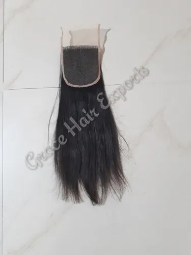 Middle Part Swiss Lace Closure - Remy Indian Human Hair , Black Color For Women And Girls