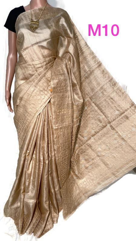 Designer Unique Gorgrous Hand Applique Work On Pure Desi Tussar (Kosa) Silk Saree, With Blouse 6. 5 Mtrs