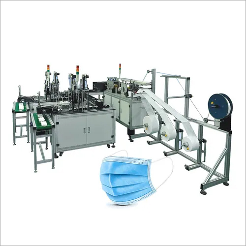 Automatic Face Mask Making Machine - 7000mm L, 5000W Power | High Automation, Dual Ear Loop Welding, Efficient Production at 7000-8000 Masks/Hour