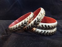 Golden Leaf Glass Bangles Diameter: 2-10 2-8 2-6 2-4 2-2 Inch (in