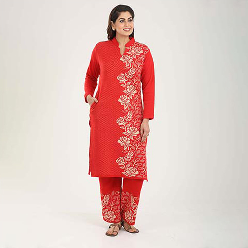 ऑरेंज लेडीज़ कैज़ुअल वूलन पलाज़ो सूट