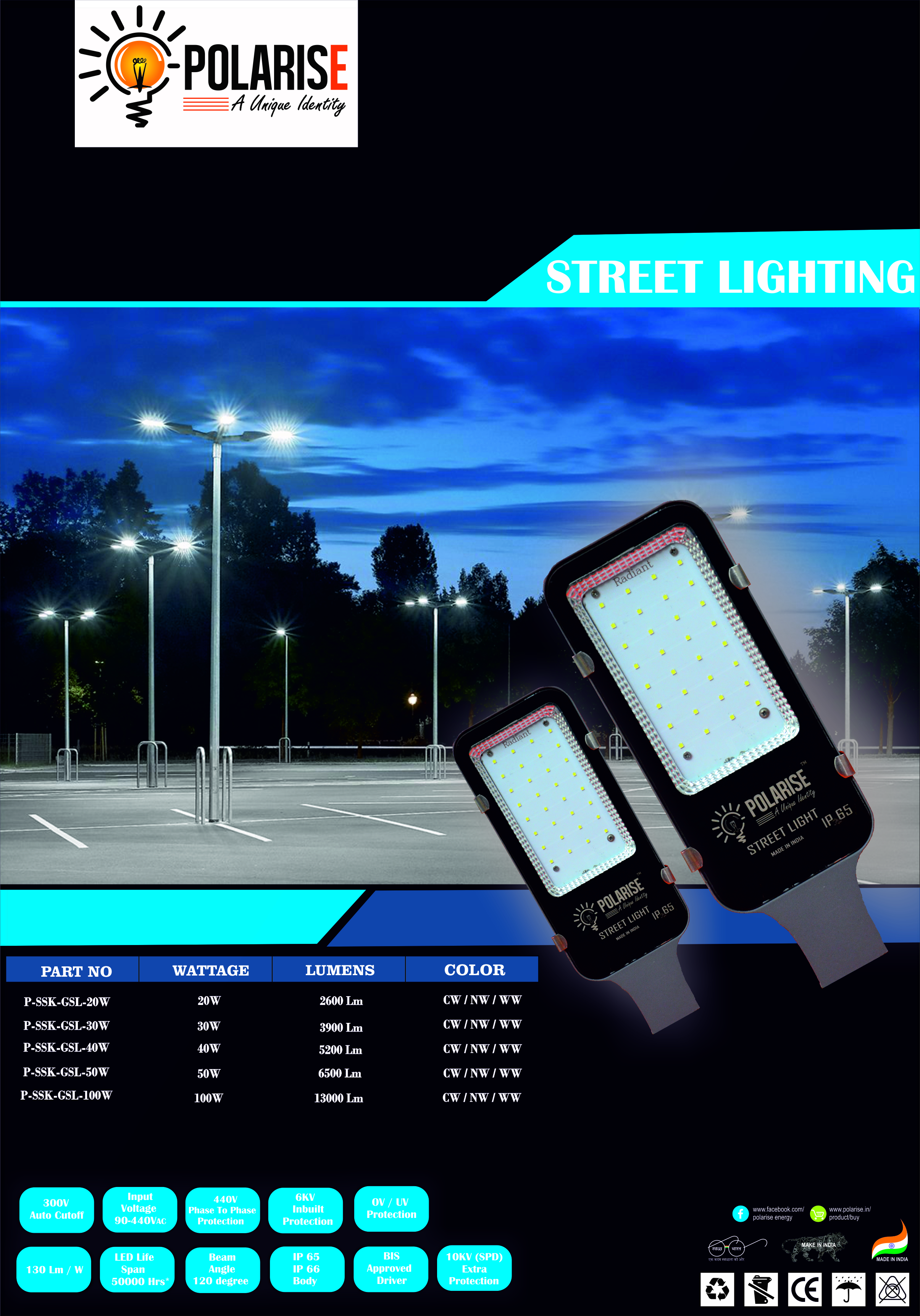 20w Glass Street Light Application: Highways
