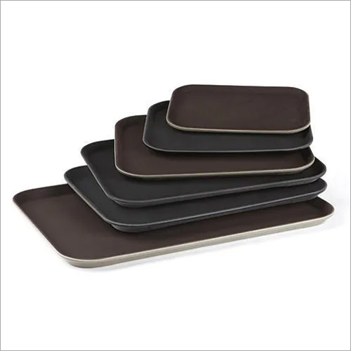 ब्लैक एंटी स्किड सर्विस ट्रे राउंड रेक्टेंगल ओवल