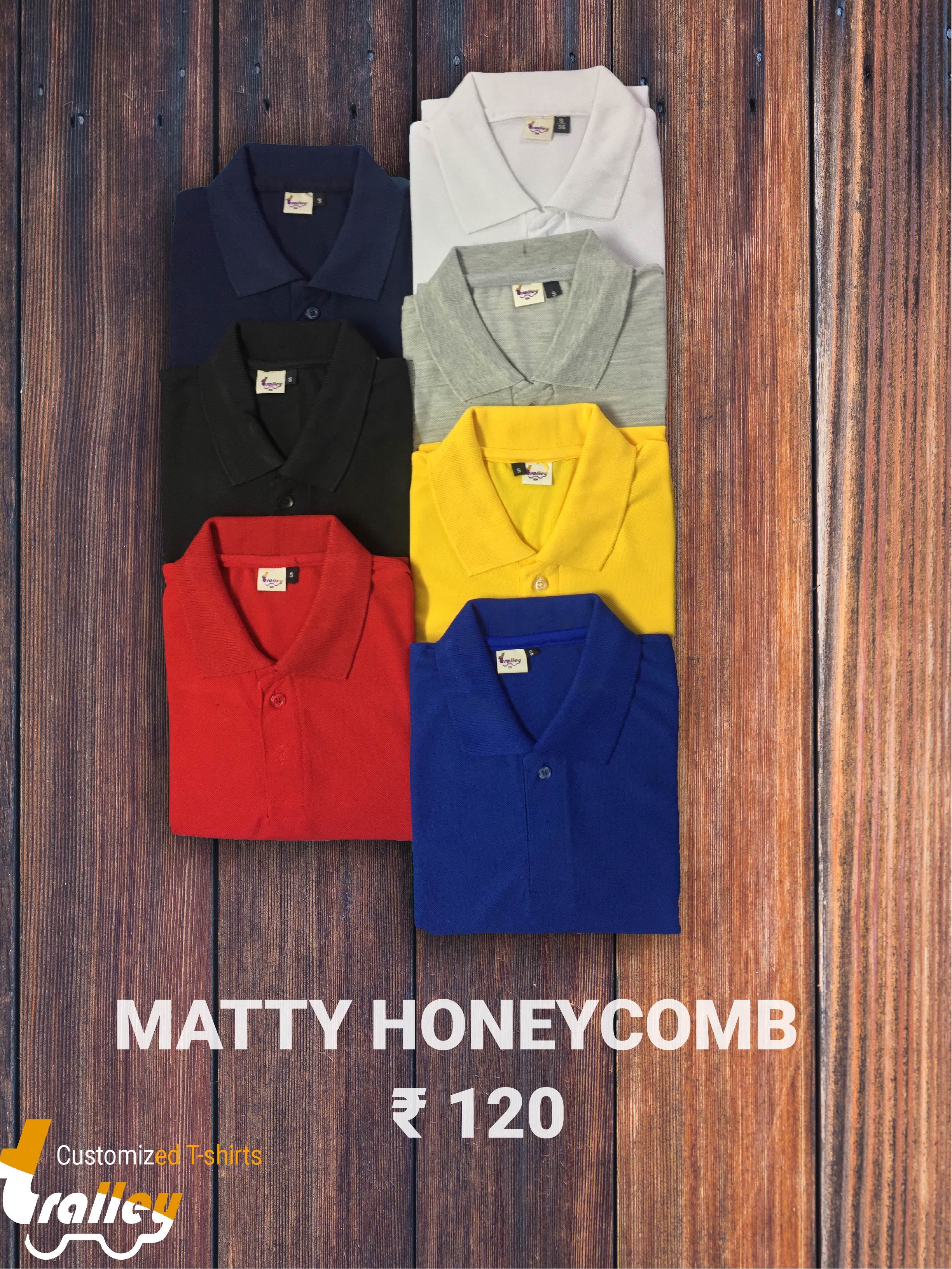Honeycomb Matty Collar Neck T-shirt - Polyester Fabric, Customized Sizes Available, Multicolor Options | Short-sleeve, Unisex Fashion Staple