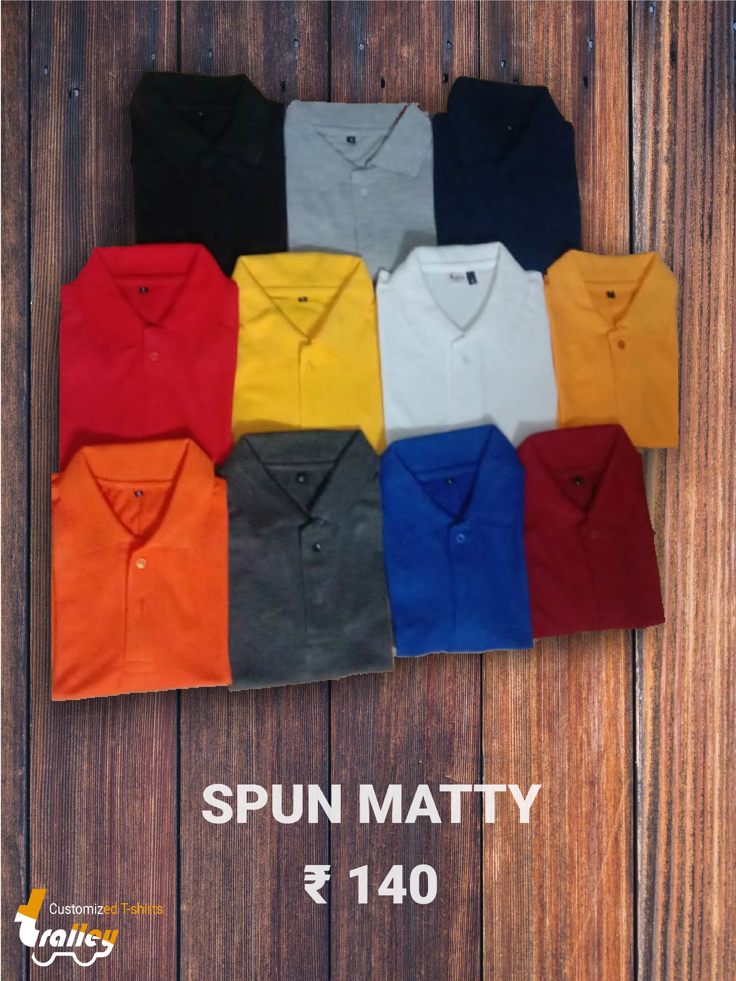 Spun Matty Polo Neck T-shirt - Textured Fabric, Available In Customized Sizes M-xxxl, Plain Multicolor, Short Sleeve Design, Skin-friendly Comfort