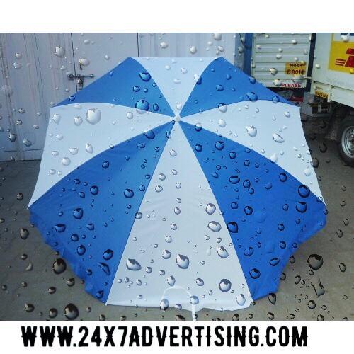 Event Promotional Umbrella - Polyester Fabric, Custom Size Options | Waterproof, Blue And White, All-season Use, Lightweight 1.50 Kg