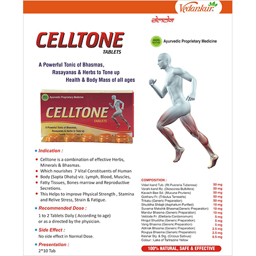 Celltone Powerful Tonic Of Bhasmas Rasayanas & Herbs To Tone Up Health & Body Mass Tablets