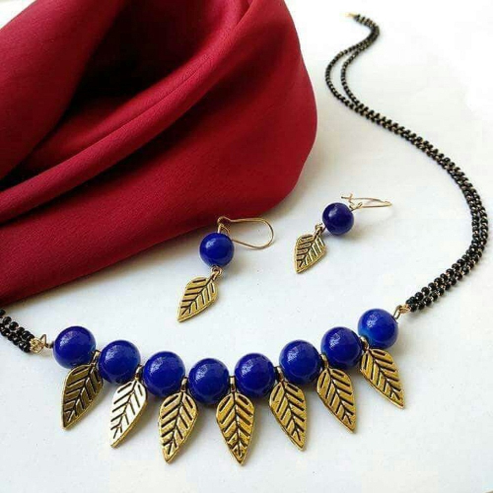 Artificial Mangalsutra With Earrings - Beaded Design, 18 Inch & 24 Inch Sizes, Custom Color Options, Matching Earring Set