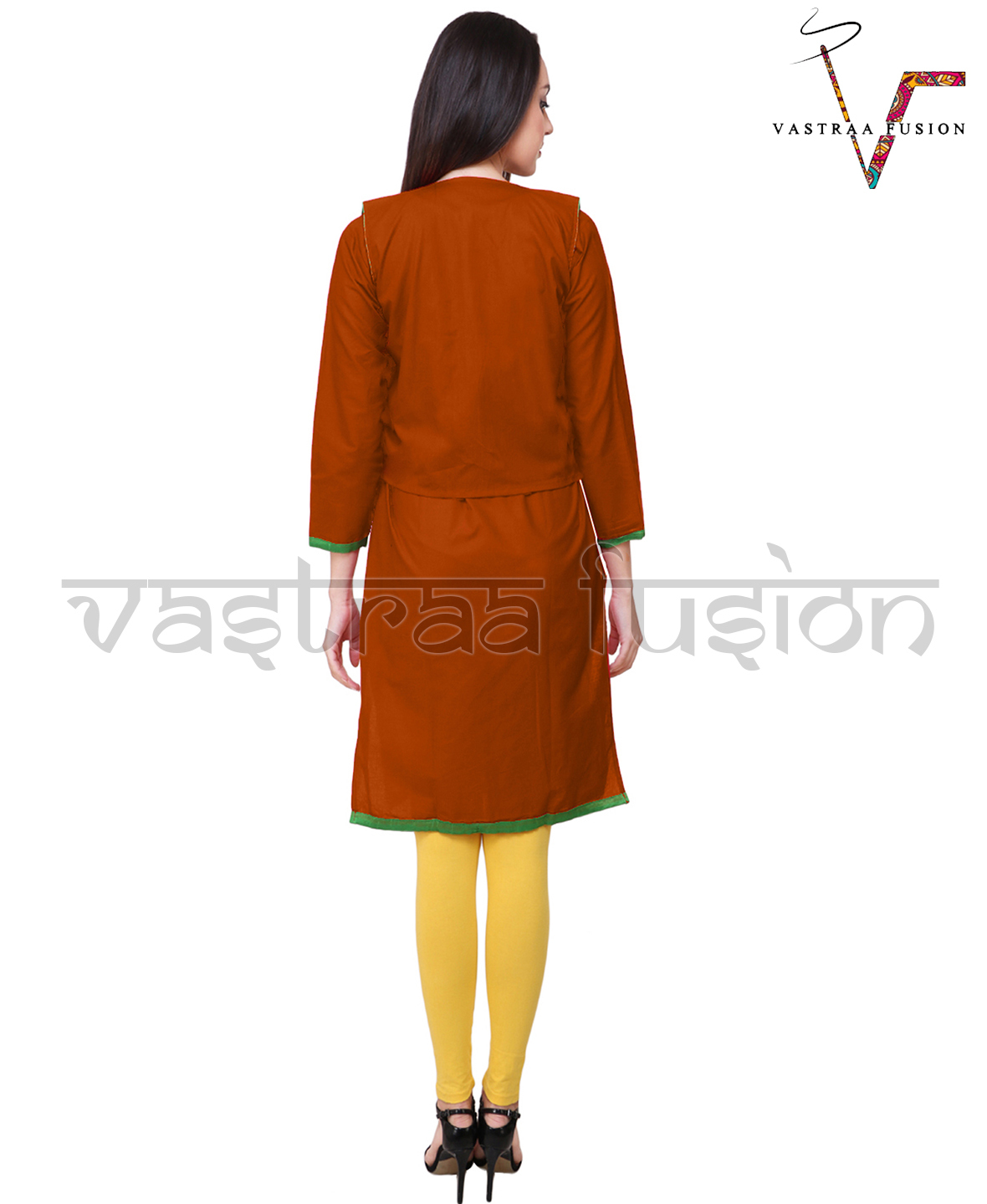 Ladies Embroidery Work With Matching Jacket Kurti - Cotton Blended Jute, Regular Fit, Available In 25 Colors (Size 36-50) | Washable, Suitable For Casual And Festive Occasions