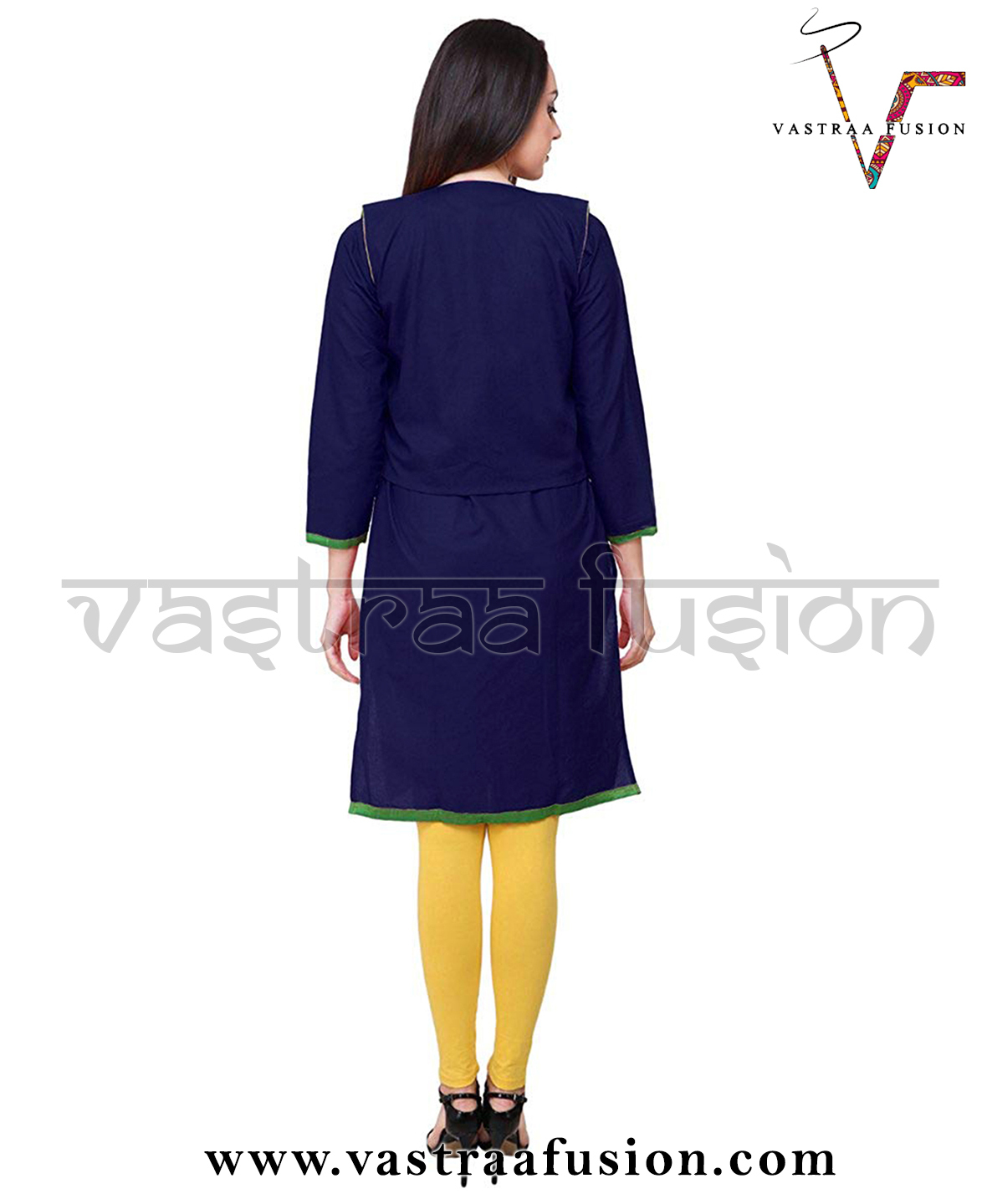 Ladies Embroidery Work With Matching Jacket Kurti - Cotton Blended Jute, Sizes 36 To 50 Inches, Available In 25 Colors | Regular Fit, Washable For All Seasons