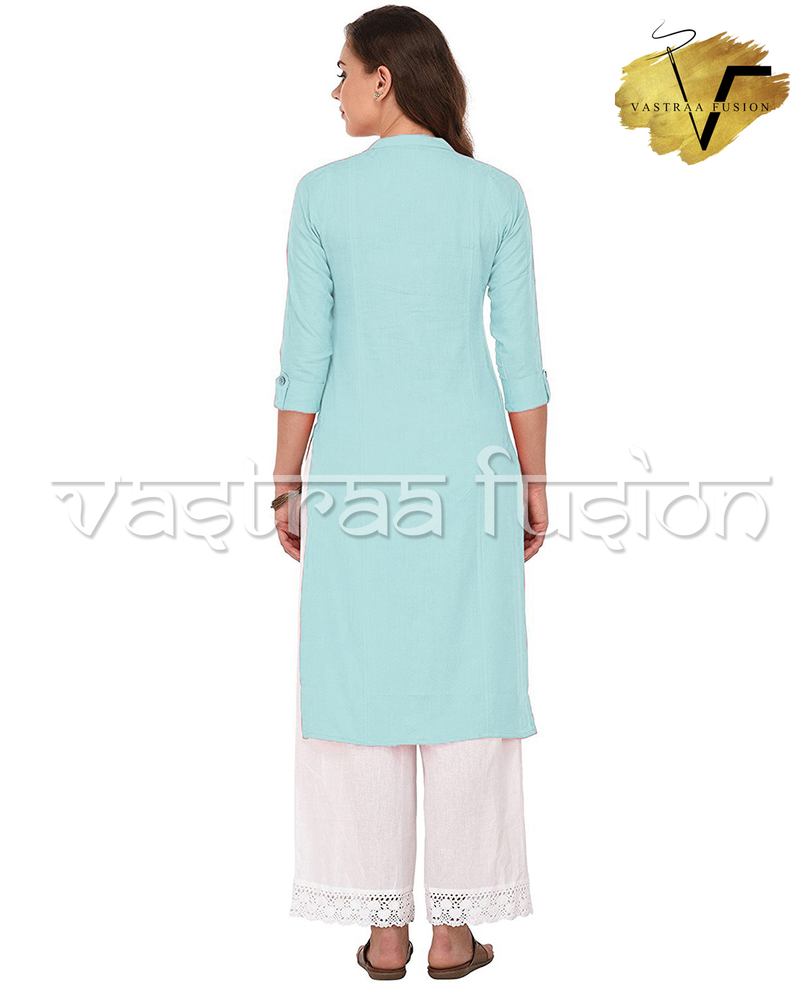 Cotton Button Pattern Ladies Kurti - 42 Inches Length, Multi Colors, Cotton Blend, Regular Fit, 3/4 Sleeve Style - Washable, Casual & Festive Wear