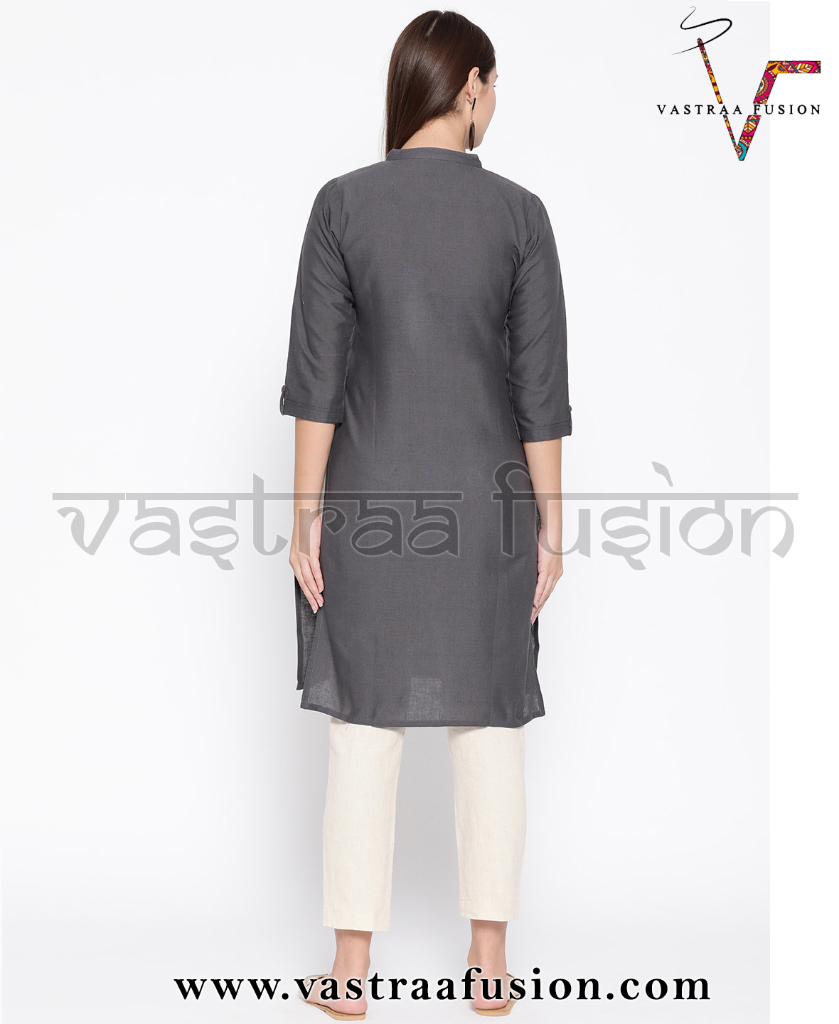 Cotton Button Pattern Ladies Kurti - Cotton Blend, 40 Inch Length, Multi Colors | 3/4th Sleeve Style, Regular Fit For Casual And Festive Occasions