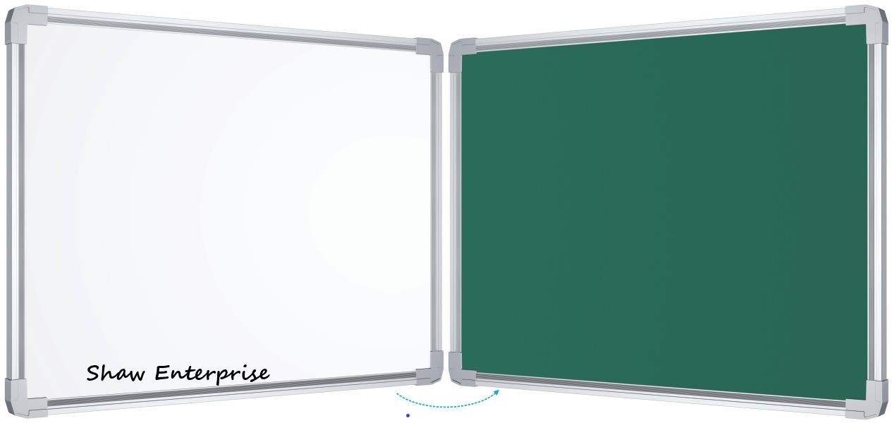 Dual Surface White Marker And Green Chalk Board - 4x3 Feet, Anodized Aluminium Frame, Abs Plastic Corners, Easy Mounting Hardware Included