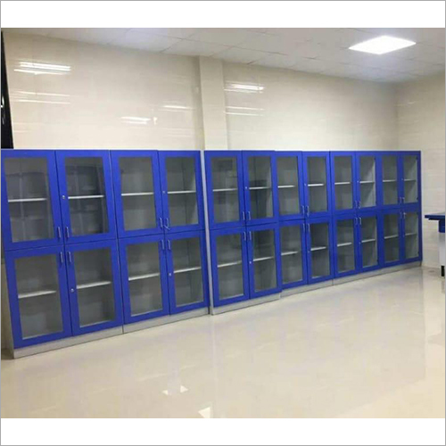 Laboratory Storage Cabinets - 4 Shelves, Mild Steel and Glass, Powder Coated Finish | Chemical Resistant, Durable, Eco-Friendly, Rust Proof, Easy to Clean