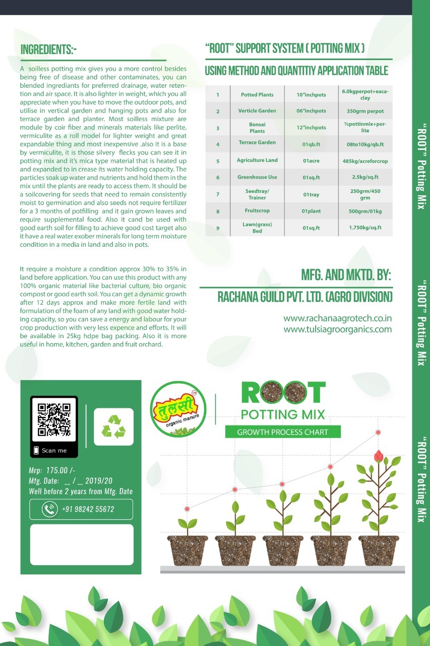 Root Potting Mix - Lightweight Soilless Blend 4.5 Kg/ft³ | Ideal For Seed Trays, Vertical Gardens, Hydroponics, And Indoor Pots