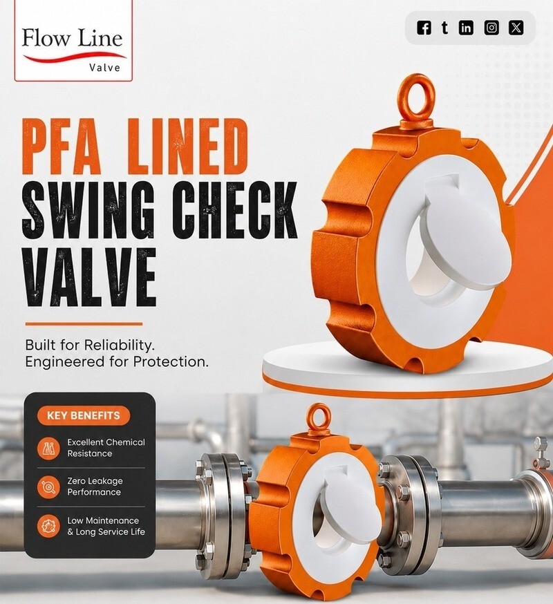 Ptfe Lined Swing Check Valve - Color: Auto Orange