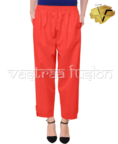 Ladies Ankle Length Cotton Pants - Cotton Flex, Sizes XS to 5XL, Available in 25 Colors, Regular Fit, Casual & Festive Wear, Washable, Embroidered Pattern
