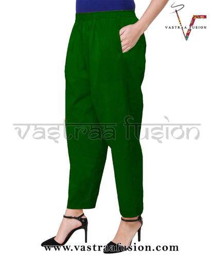 वॉशेबल लेडीज़ एंकल लेंथ कॉटन पैंट