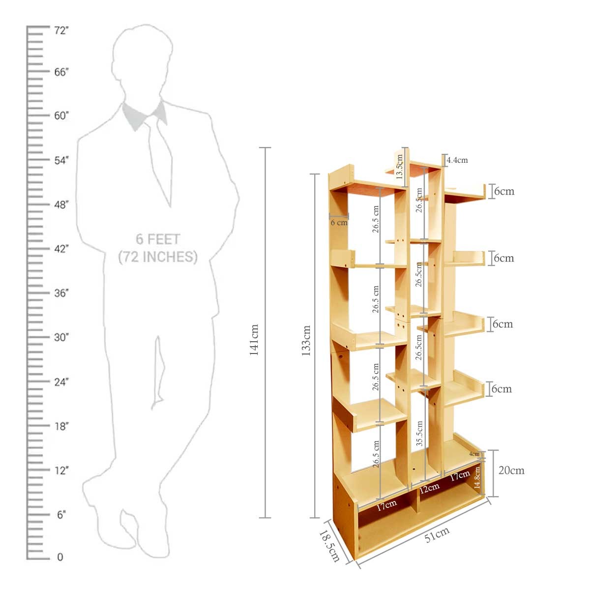 6 Tier Bookshelf Shoe Rack Bookcase