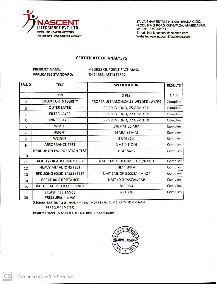 Blue And White 3 Ply Surgical Mask