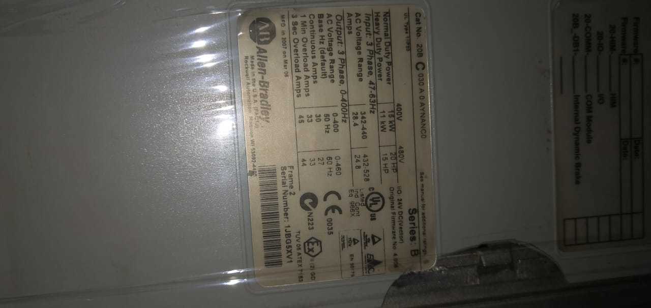 25 Hp Allen Bradley Ac Drive Application: Industrial Automation