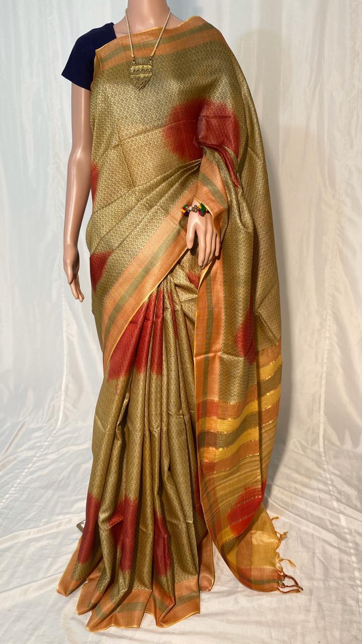 Party Wear Tussar Silk Handloom Full Weaved Saree