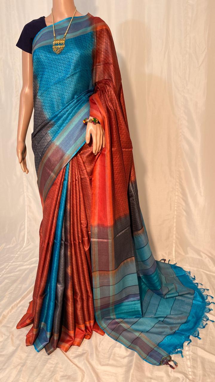 Party Wear Tussar Silk Handloom Full Weaved Saree