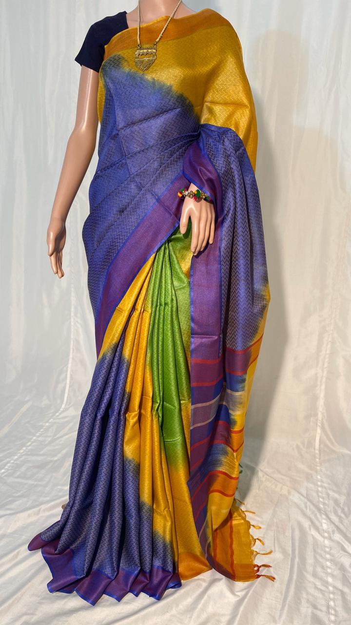 Party Wear Tussar Silk Handloom Full Weaved Saree