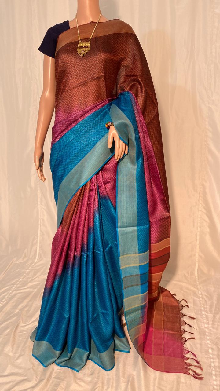 Party Wear Tussar Silk Handloom Full Weaved Saree